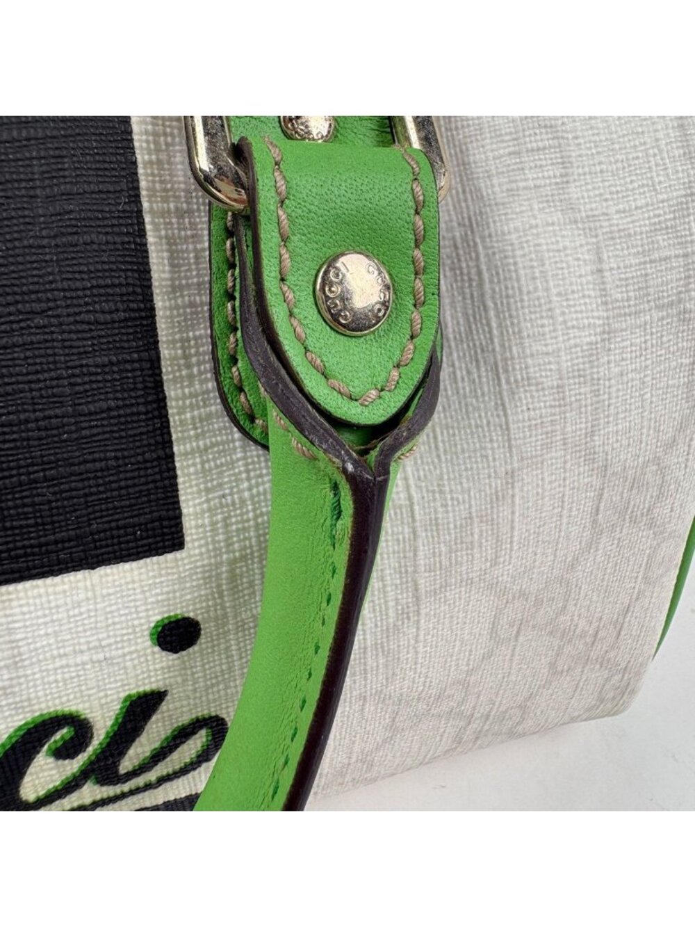 Gucci GG Pattern Handbag Joy Line Mini Boston Supreme White Green Black - Picture 7 of 9